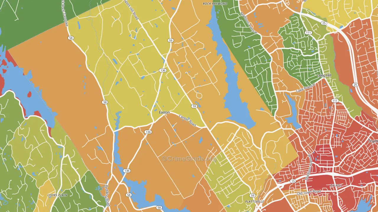 Easton, CT Map of Drug-Related Crime Rates