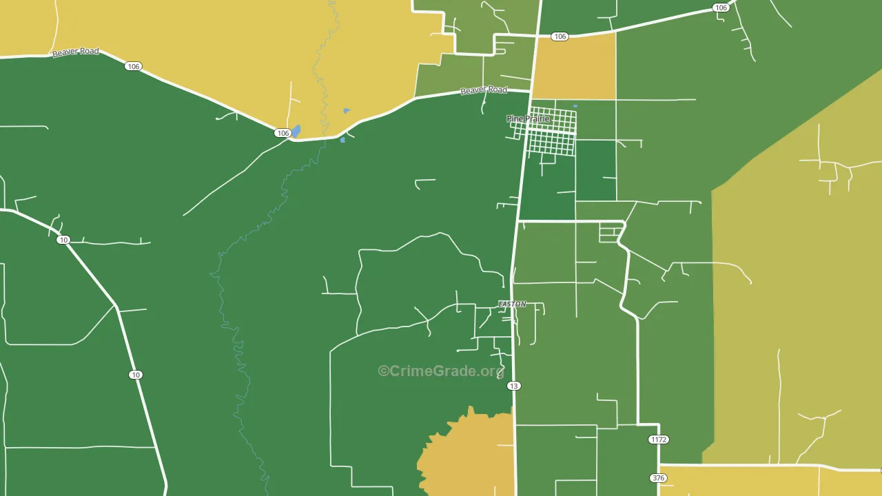 Easton, LA Map of Drug-Related Crime Rates