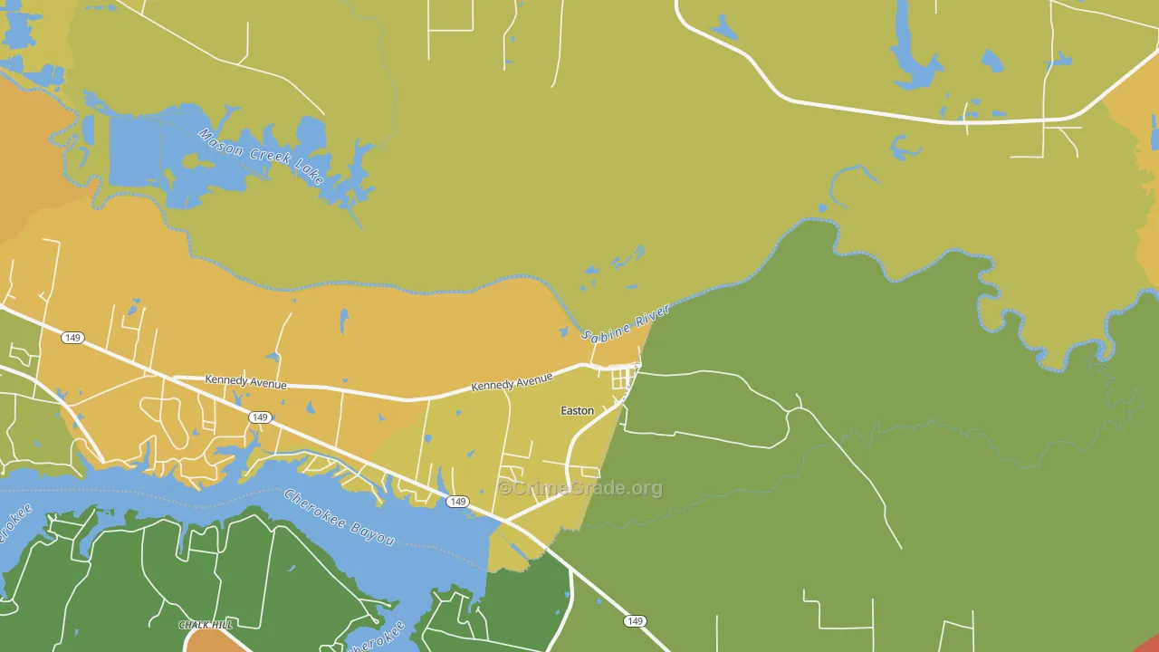 Easton, TX Map of Drug-Related Crime Rates