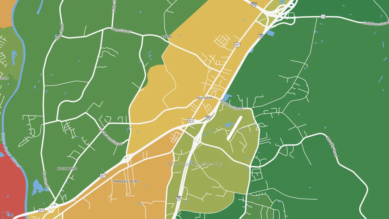 Eastover, NC Map of Drug-Related Crime Rates