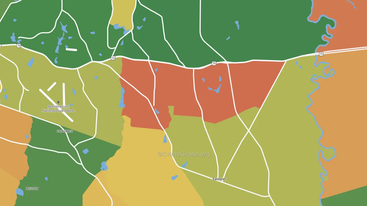 Eastover, SC Map of Drug-Related Crime Rates