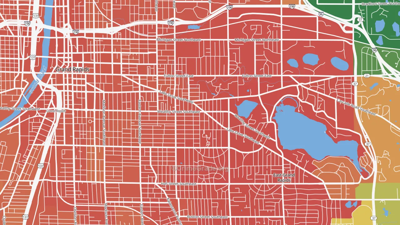 Eastown, Grand Rapids, MI Map of Drug-Related Crime Rates