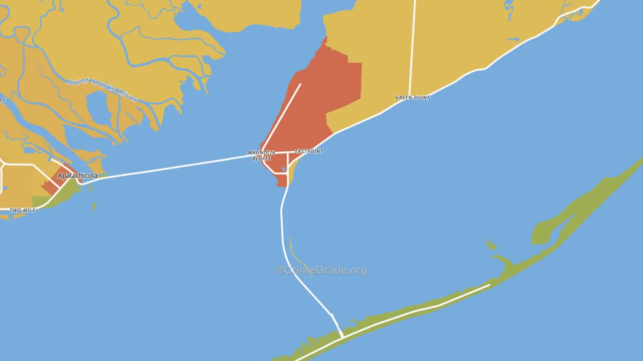 Eastpoint, FL Map of Drug-Related Crime Rates