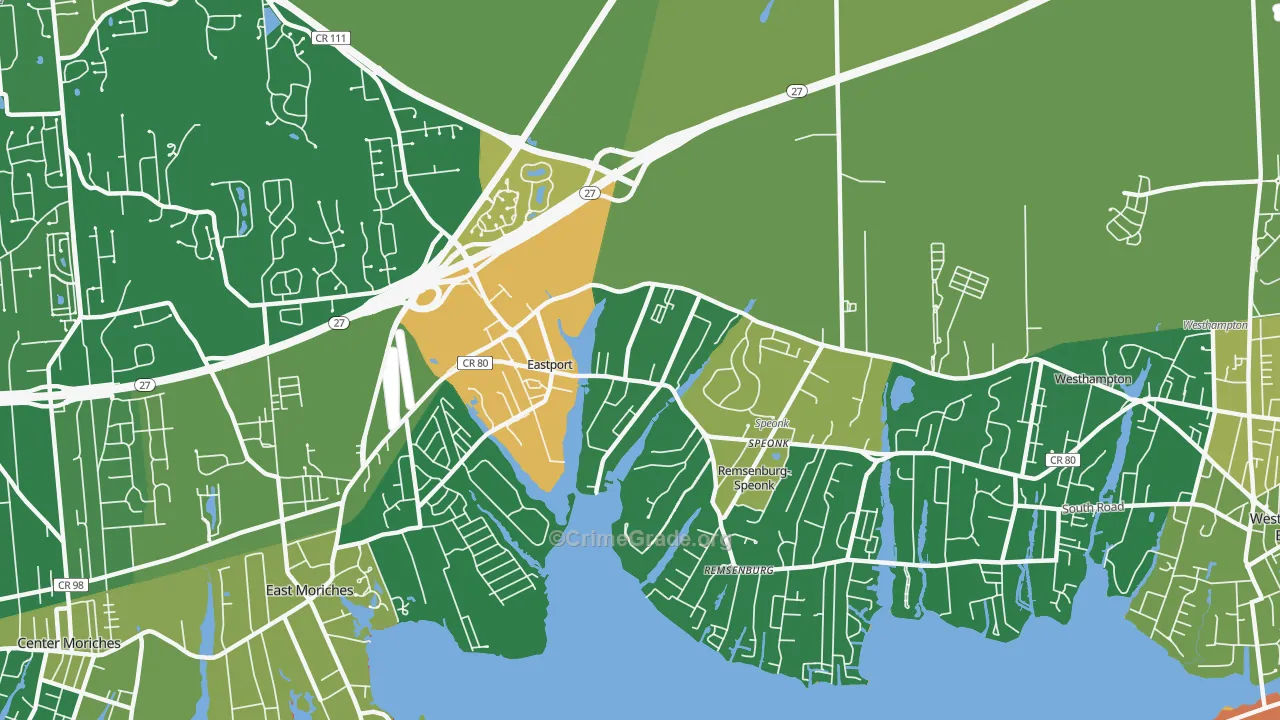 Eastport, NY Map of Drug-Related Crime Rates