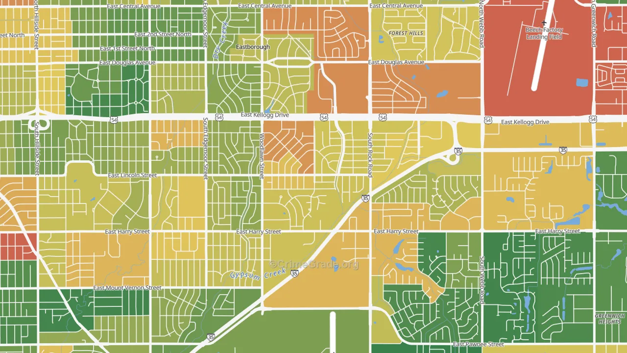 Eastridge, Wichita, KS Map of Drug-Related Crime Rates