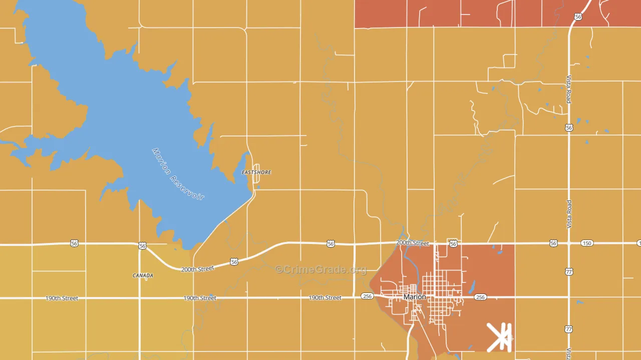 Eastshore, KS Map of Drug-Related Crime Rates