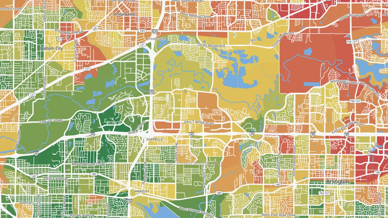 Eastside, Fort Worth, TX Map of Drug-Related Crime Rates