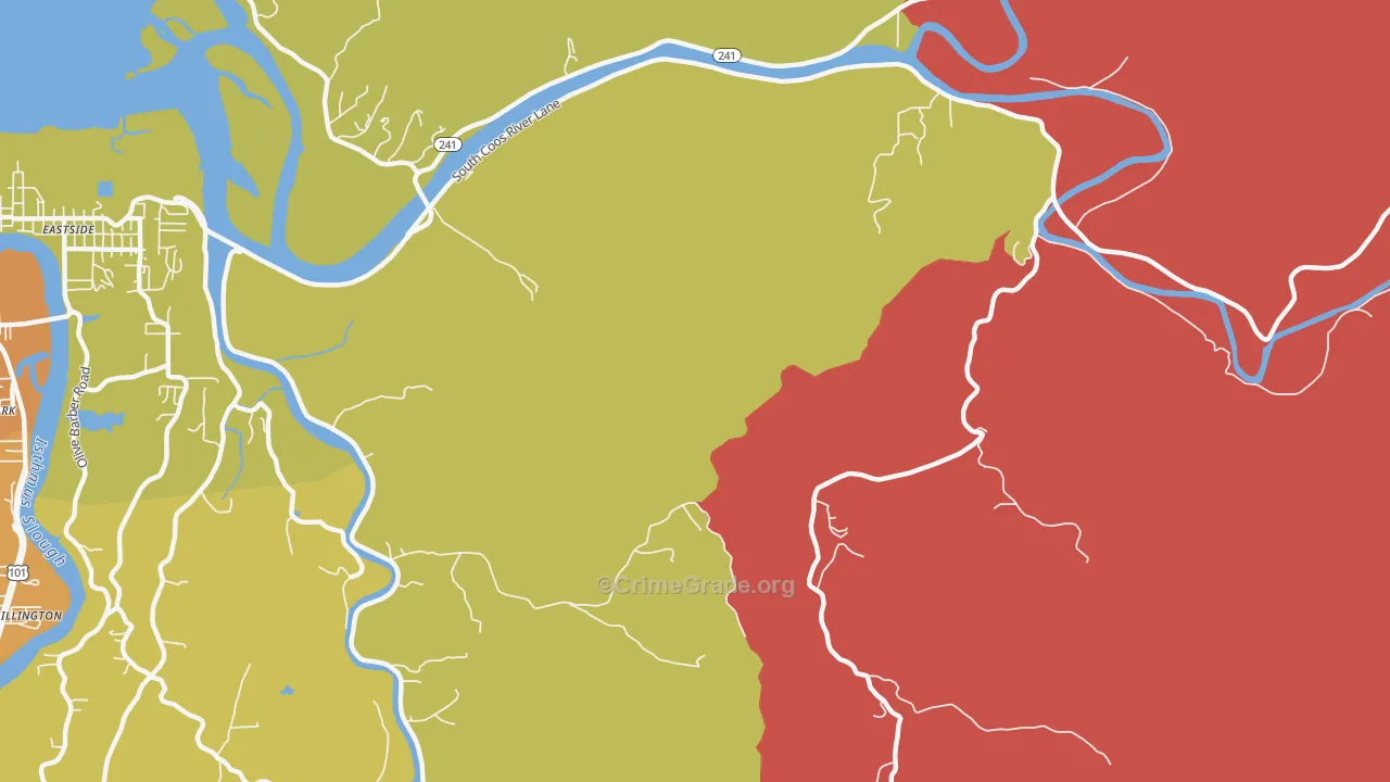 Eastside, OR Map of Drug-Related Crime Rates