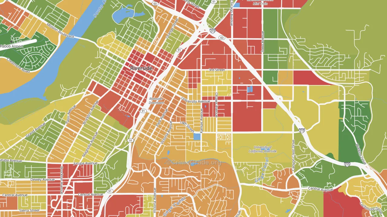 Eastside, Riverside, CA Map of Drug-Related Crime Rates