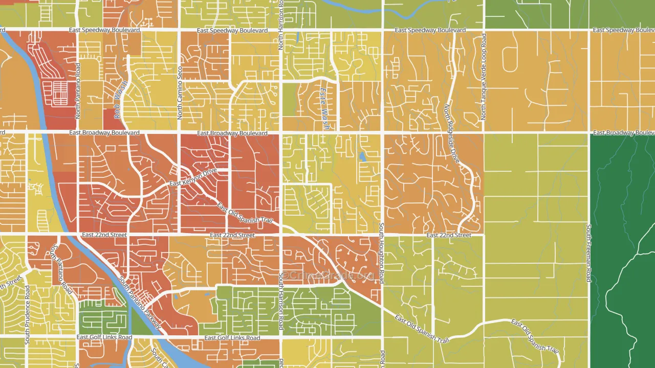 Eastside, Tucson, AZ Map of Drug-Related Crime Rates