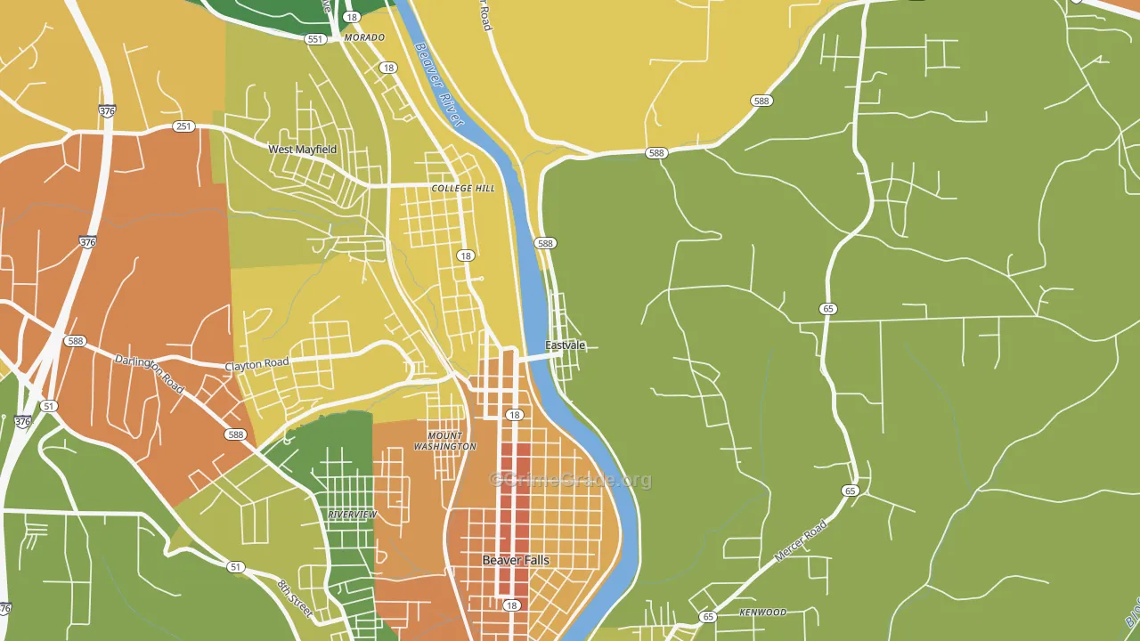 Eastvale, PA Map of Drug-Related Crime Rates