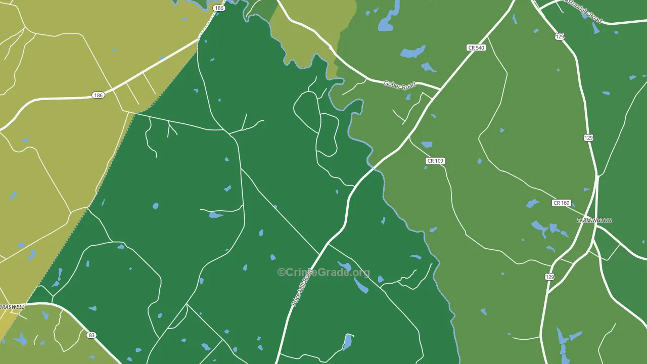Eastville, GA Map of Drug-Related Crime Rates