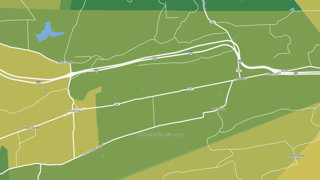 Eastville, PA Map of Drug-Related Crime Rates