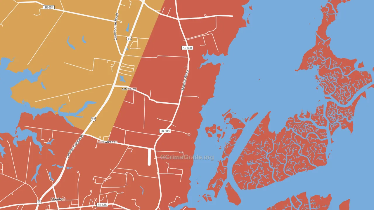 Eastville Station, VA Map of Drug-Related Crime Rates