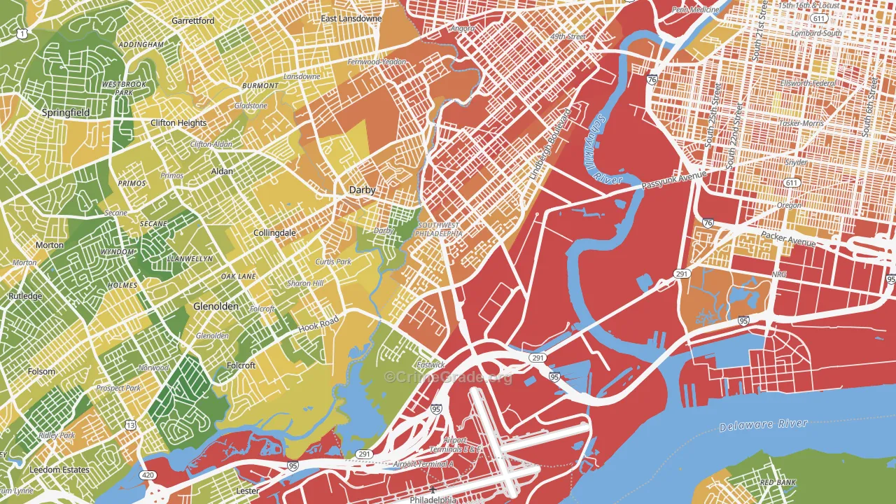 Eastwick, Philadelphia, PA Map of Drug-Related Crime Rates