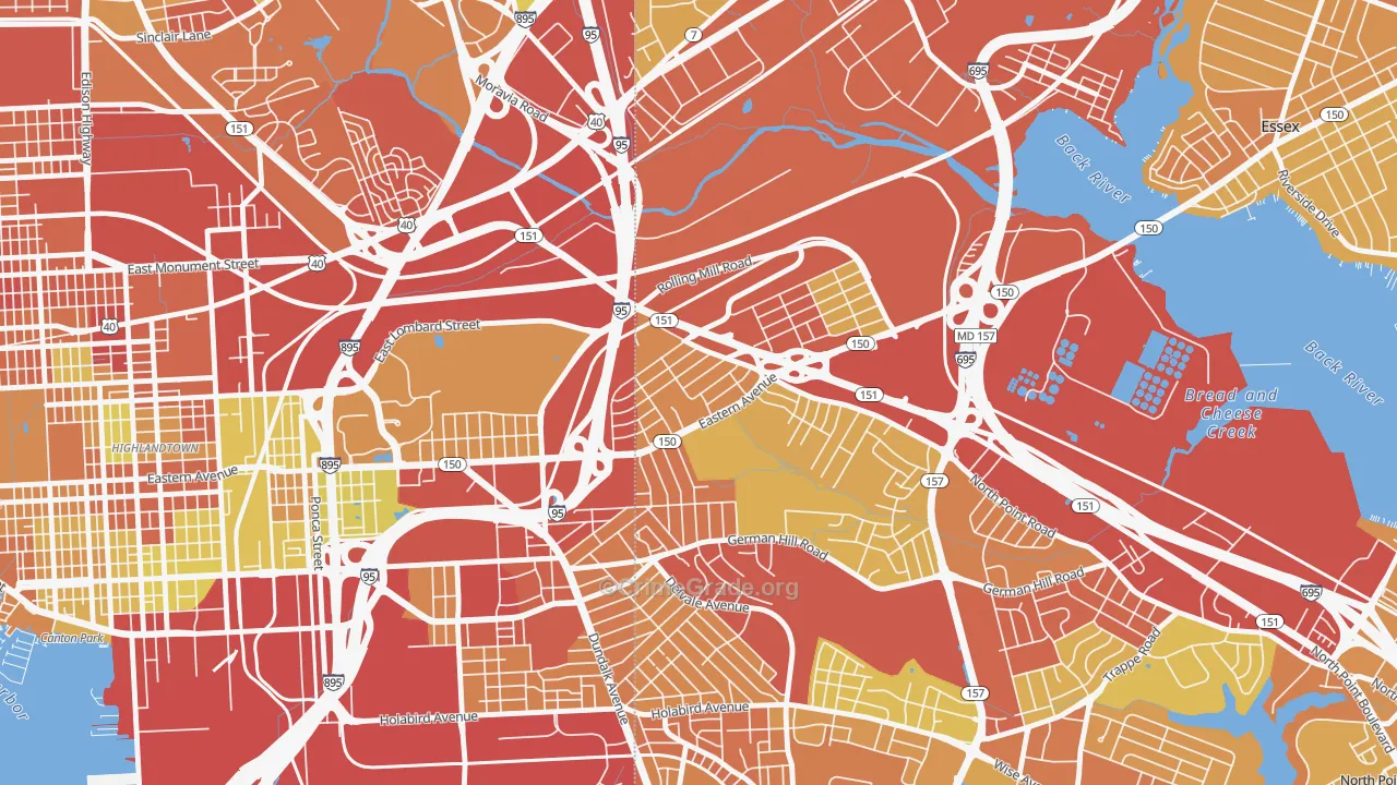 Eastwood, Dundalk, MD Map of Drug-Related Crime Rates