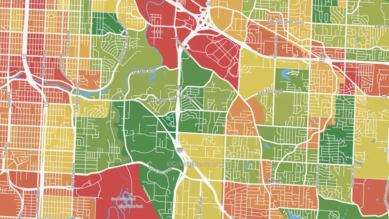 Eastwood Hills, Kansas City, MO Map of Drug-Related Crime Rates