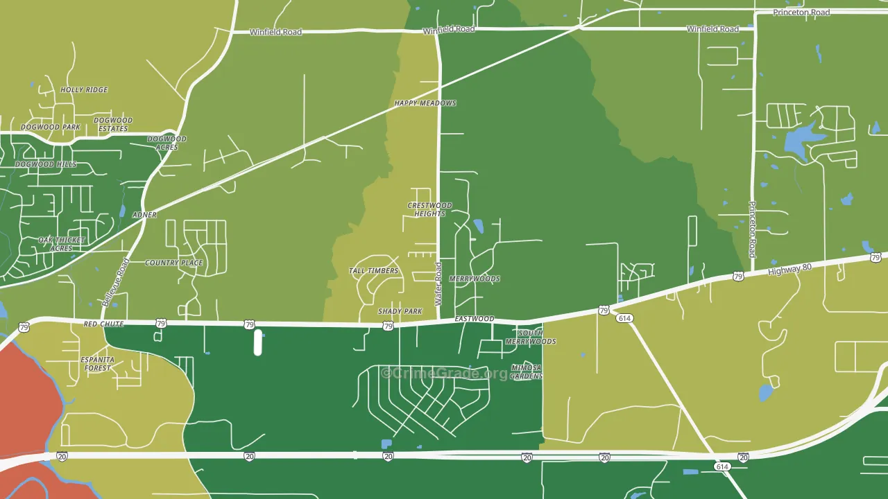 Eastwood, LA Map of Drug-Related Crime Rates