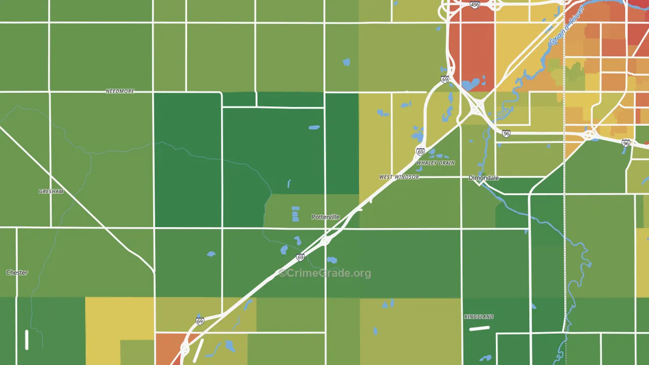 Eaton County, MI Map of Drug-Related Crime Rates