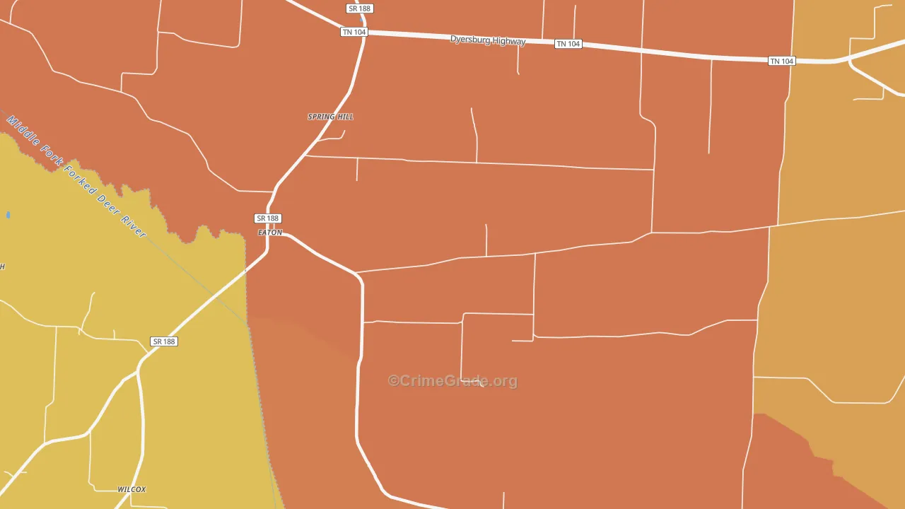 Eaton, TN Map of Drug-Related Crime Rates