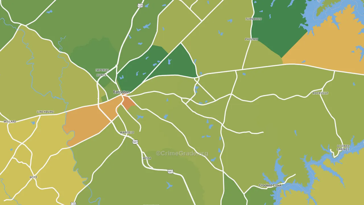 Eatonton, GA Map of Drug-Related Crime Rates