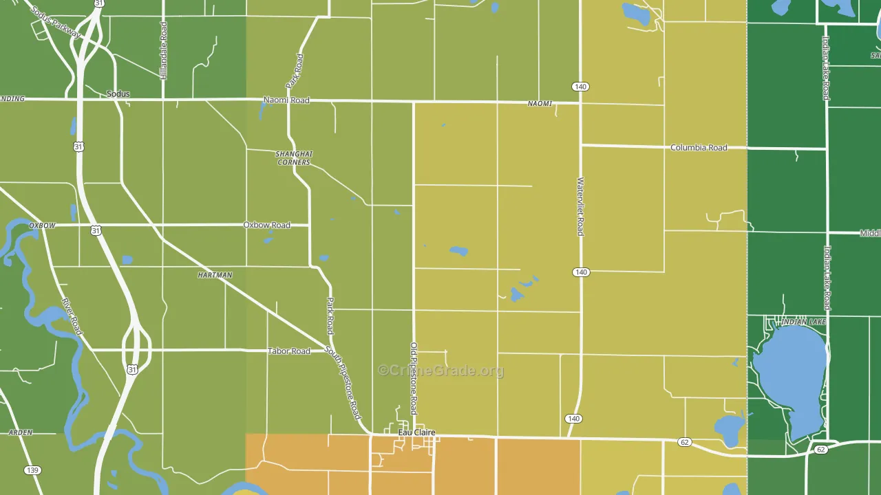 Eau Claire, MI Map of Drug-Related Crime Rates