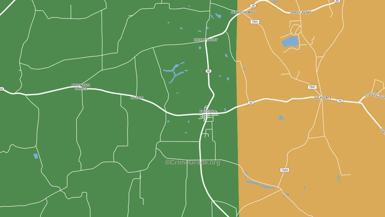 Eau Claire, PA Map of Drug-Related Crime Rates