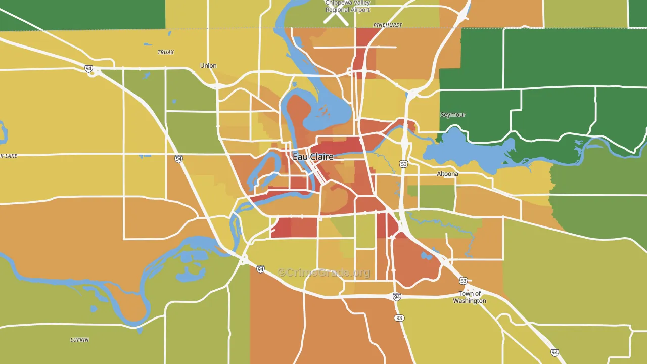 Eau Claire, WI Map of Drug-Related Crime Rates