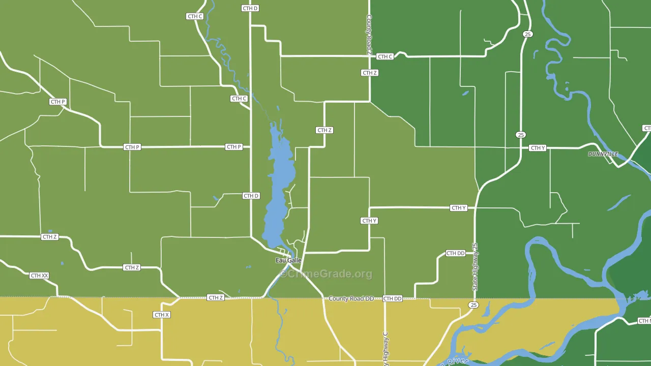 Eau Galle, WI Map of Drug-Related Crime Rates