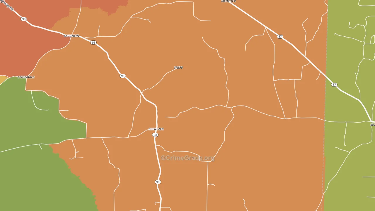 Ebenezer, AR Map of Drug-Related Crime Rates