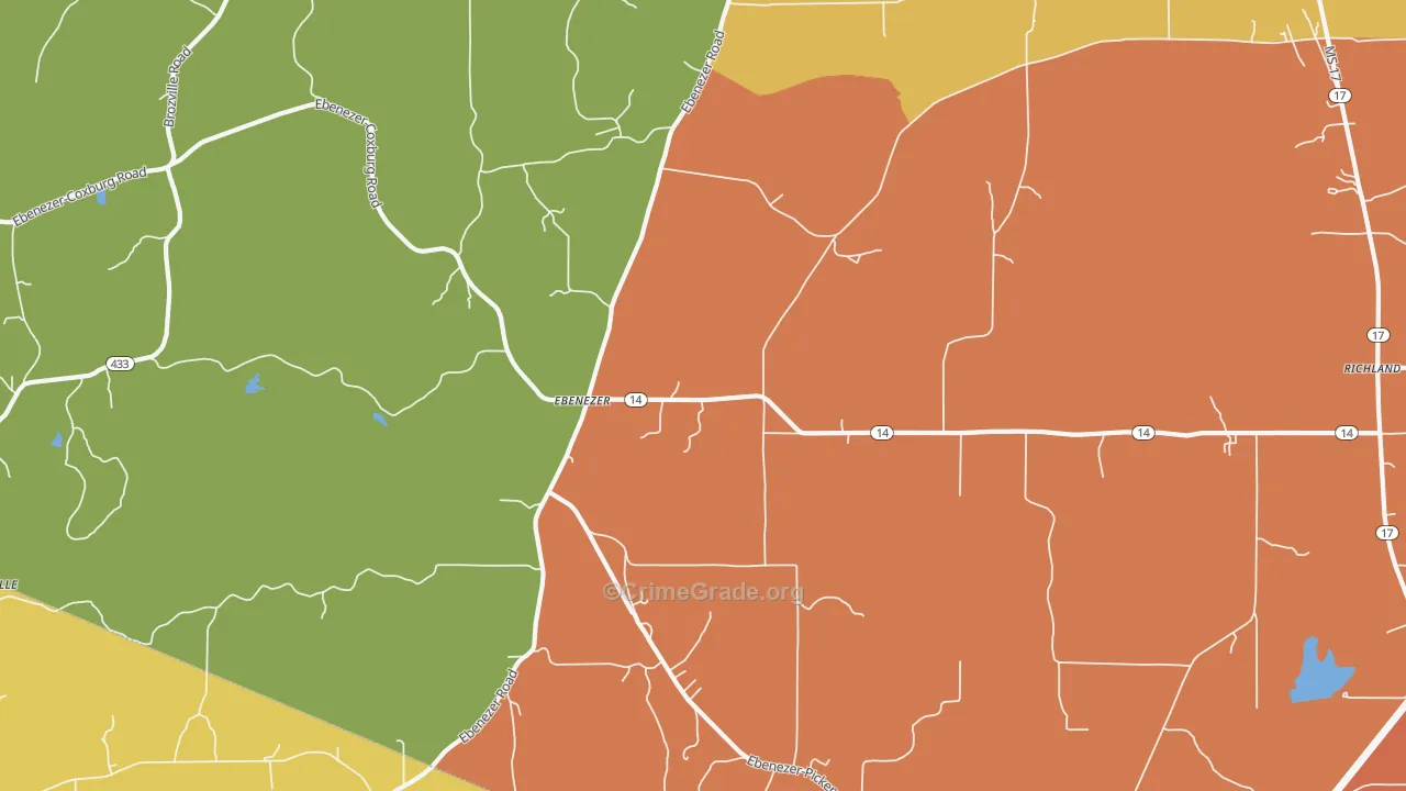Ebenezer, MS Map of Drug-Related Crime Rates