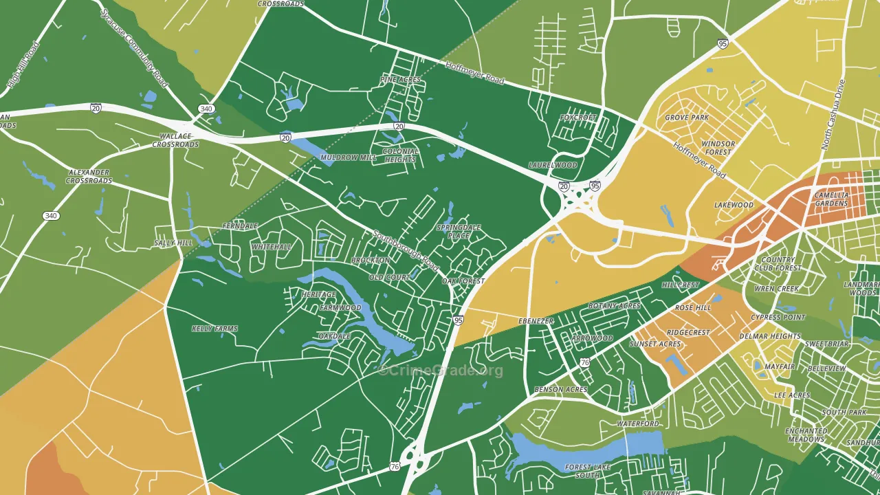 Ebenezer, SC Map of Drug-Related Crime Rates