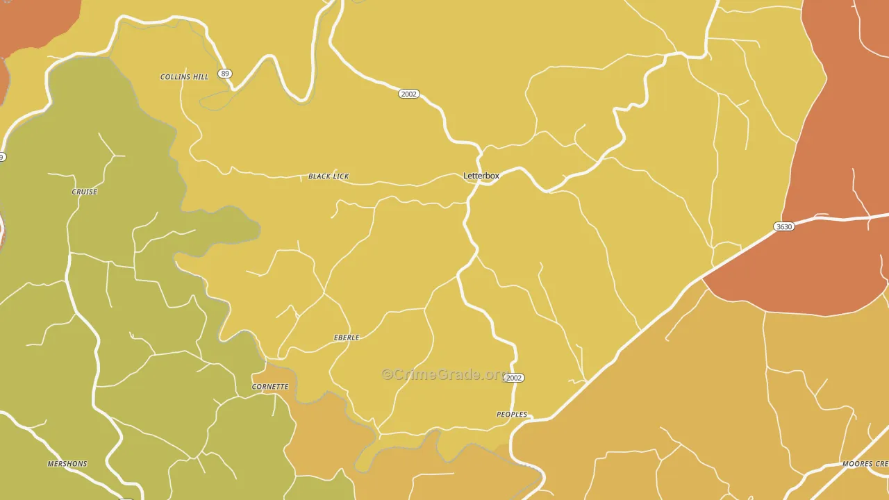 Eberle, KY Map of Drug-Related Crime Rates