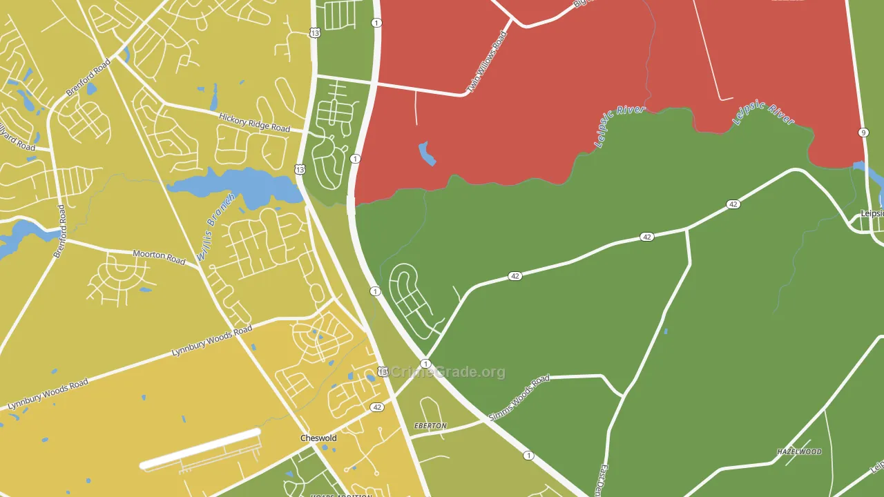 Eberton, DE Map of Drug-Related Crime Rates
