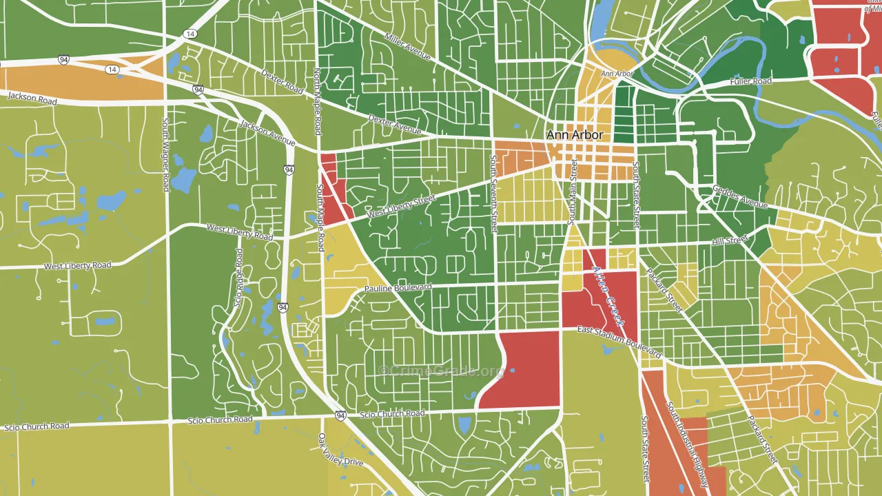 Eberwhite, Ann Arbor, MI Map of Drug-Related Crime Rates