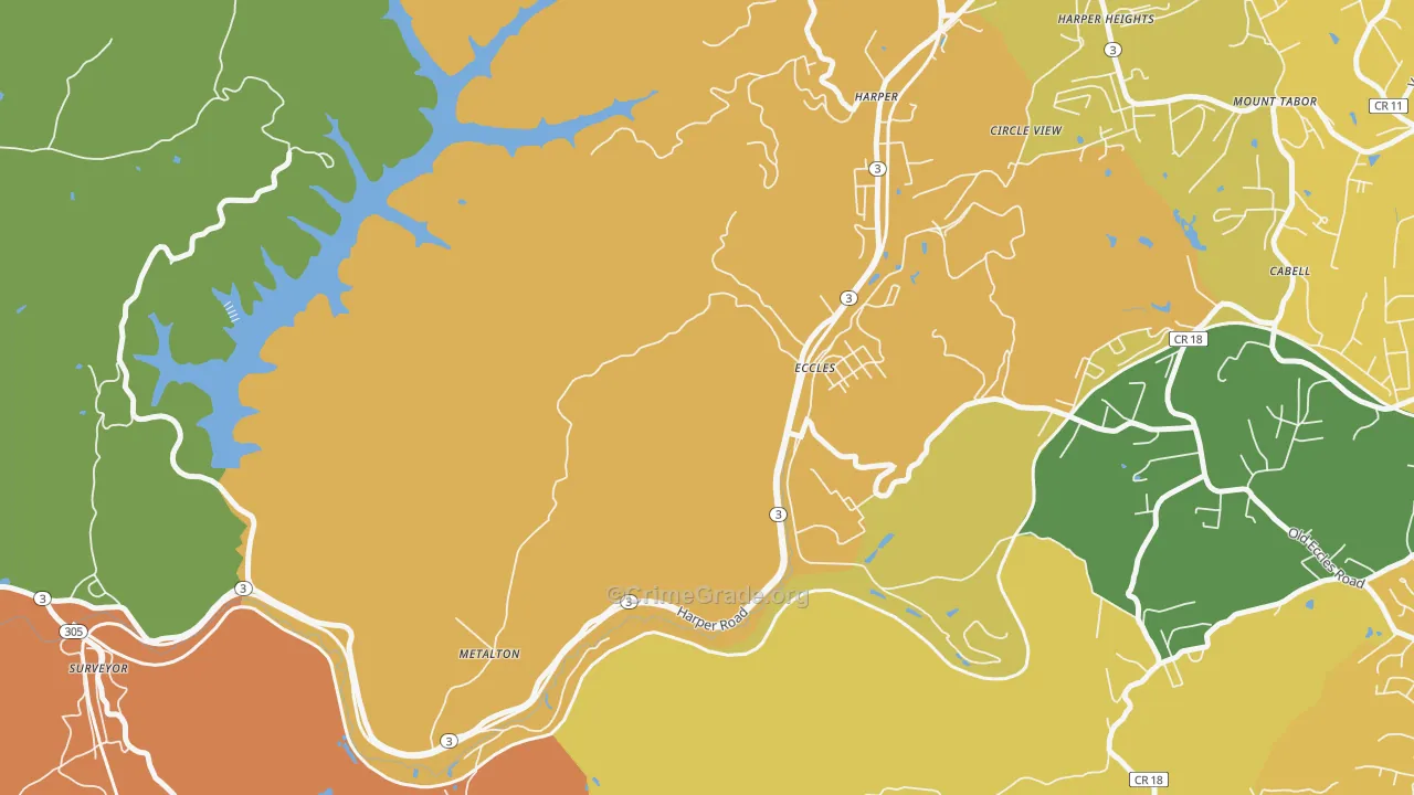 Eccles, WV Map of Drug-Related Crime Rates