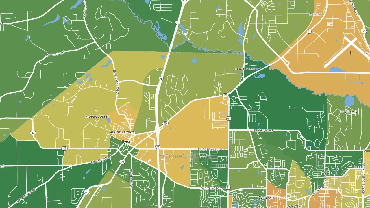 Echeconnee, GA Map of Drug-Related Crime Rates