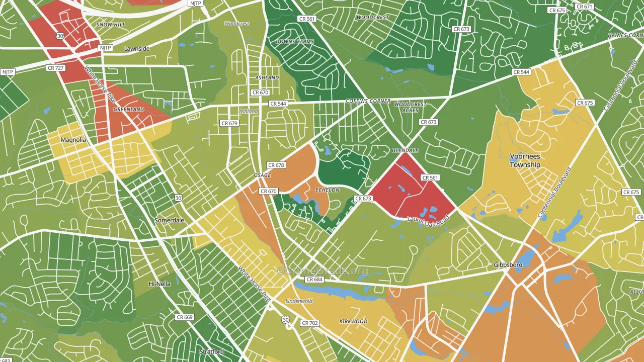 Echelon, NJ Map of Drug-Related Crime Rates