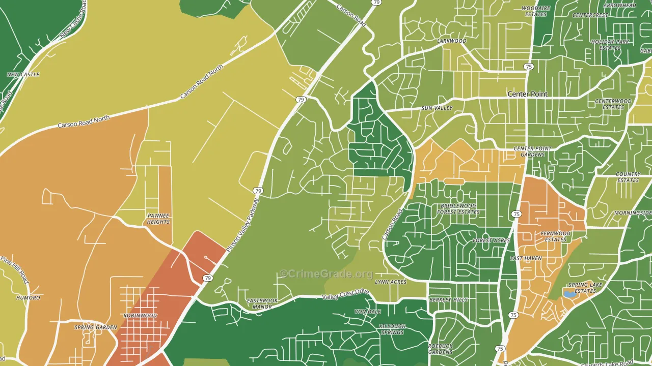Echo Highlands, Birmingham, AL Map of Drug-Related Crime Rates