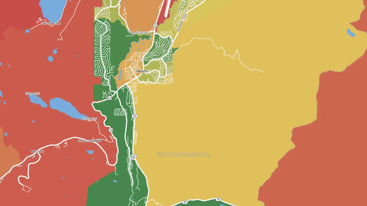 Echo Lake, CA Map of Drug-Related Crime Rates