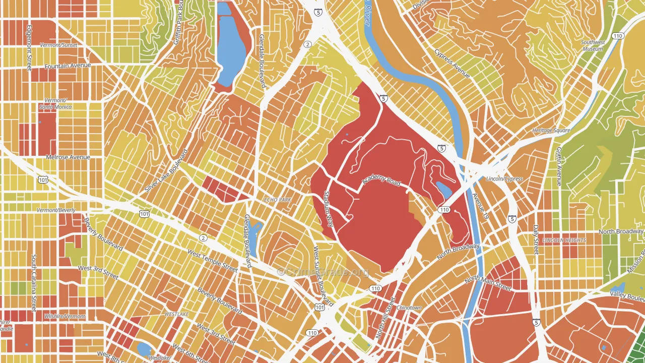 Echo Park, Los Angeles, CA Map of Drug-Related Crime Rates