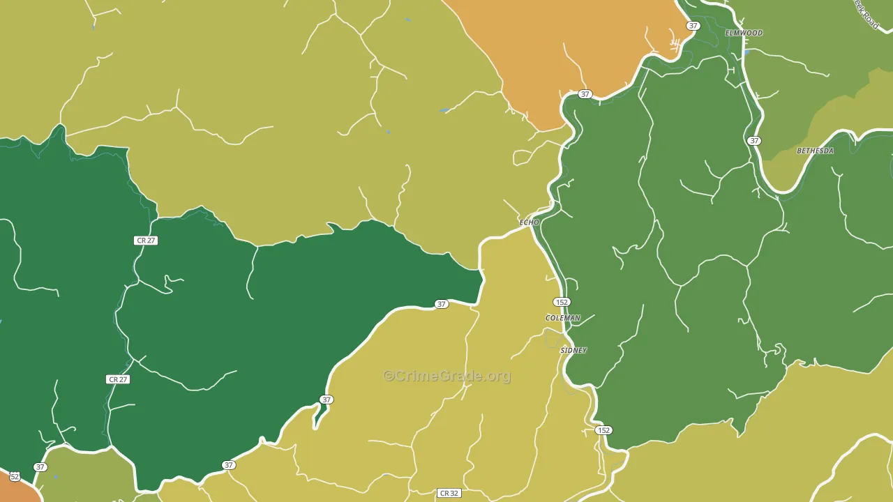 Echo, WV Map of Drug-Related Crime Rates