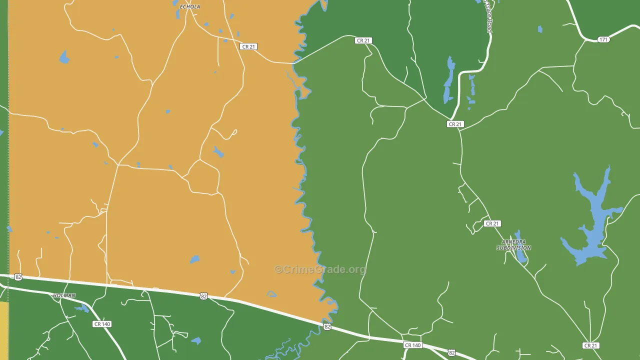 Echola, AL Map of Drug-Related Crime Rates