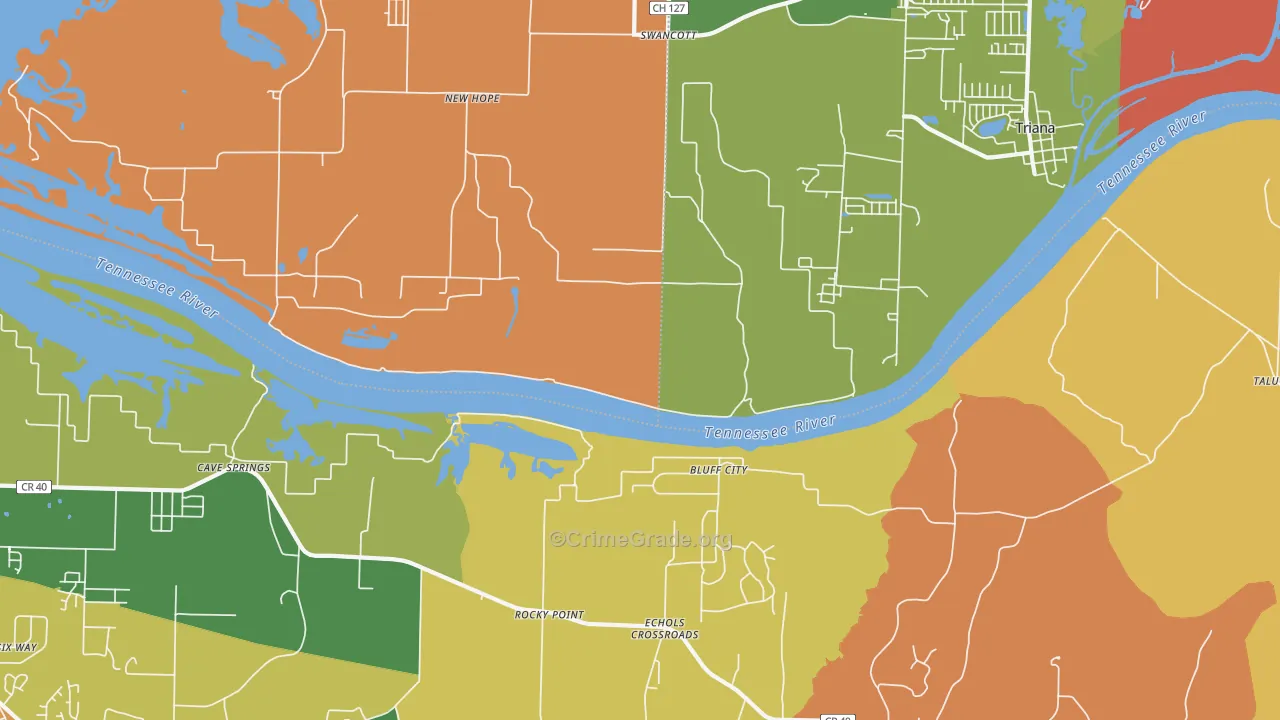Echols Crossroads, AL Map of Drug-Related Crime Rates