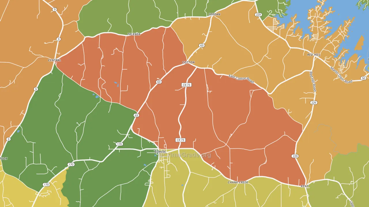 Eclectic, AL Map of Drug-Related Crime Rates