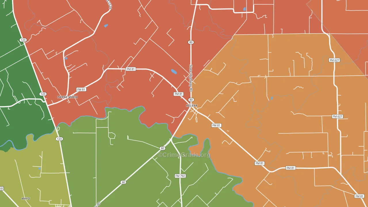 Ecleto, TX Map of Drug-Related Crime Rates