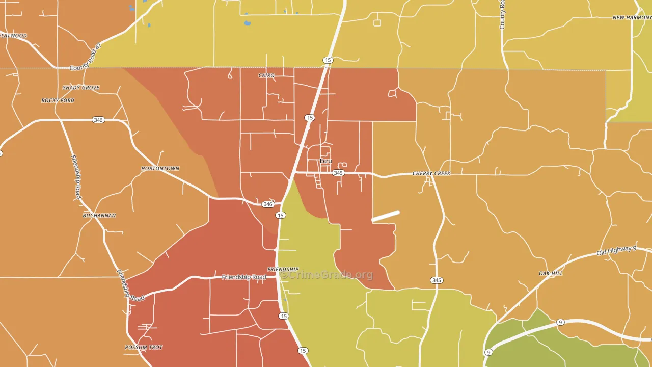 Ecru, MS Map of Drug-Related Crime Rates