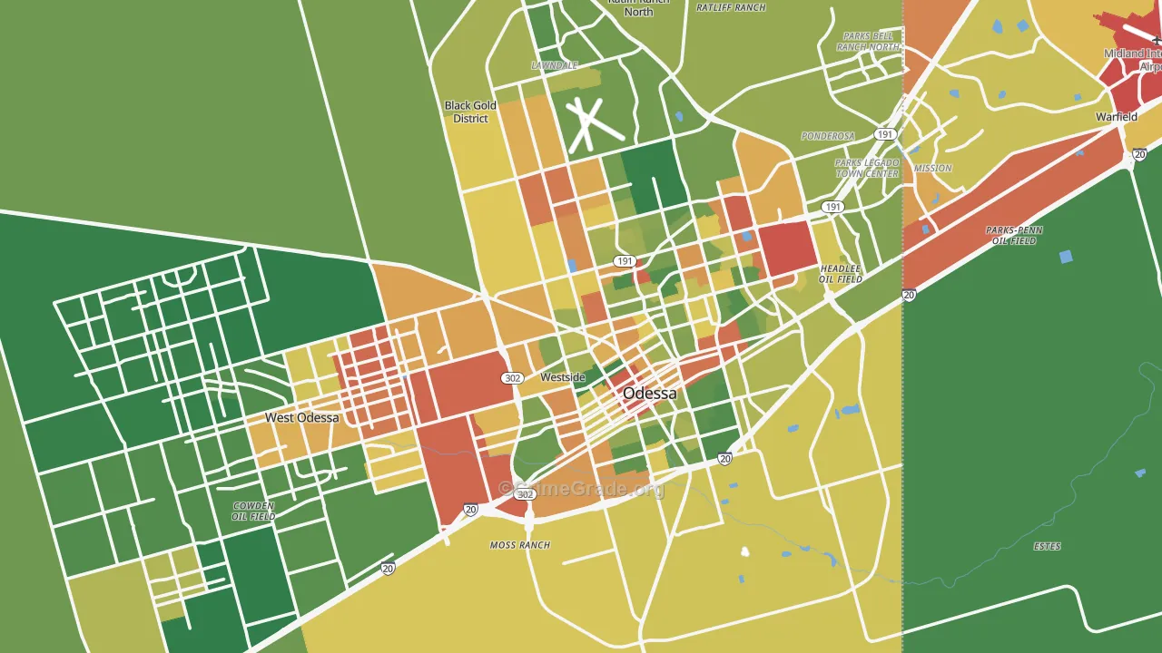 Ector County, TX Map of Drug-Related Crime Rates