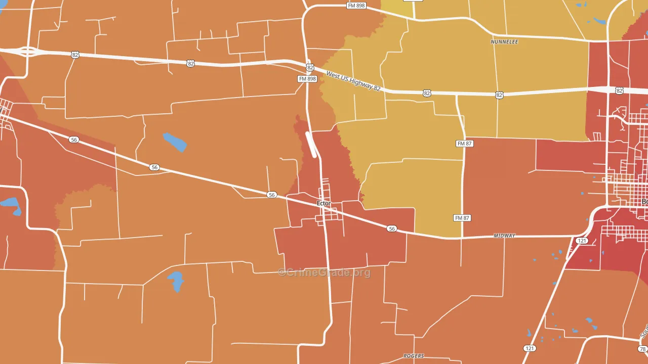 Ector, TX Map of Drug-Related Crime Rates