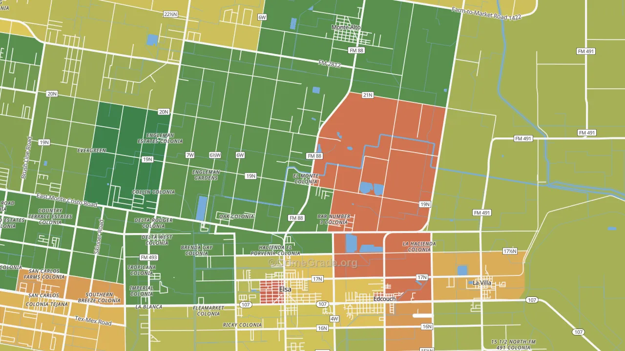 Edcouch, TX Map of Drug-Related Crime Rates